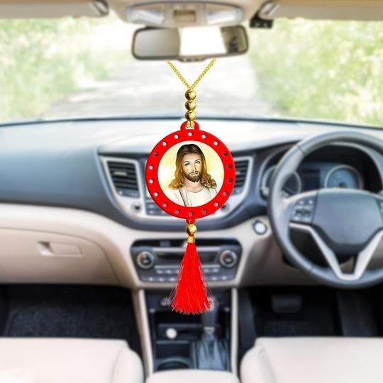 GIFTSRANGE Jesus Christ Messiah Savior Son of God Car Dashboard Idol + Car Hanging Combo (Set of 2) Spiritual God Idol for Car Dashboard and Rearview Mirror (c1g25m3)