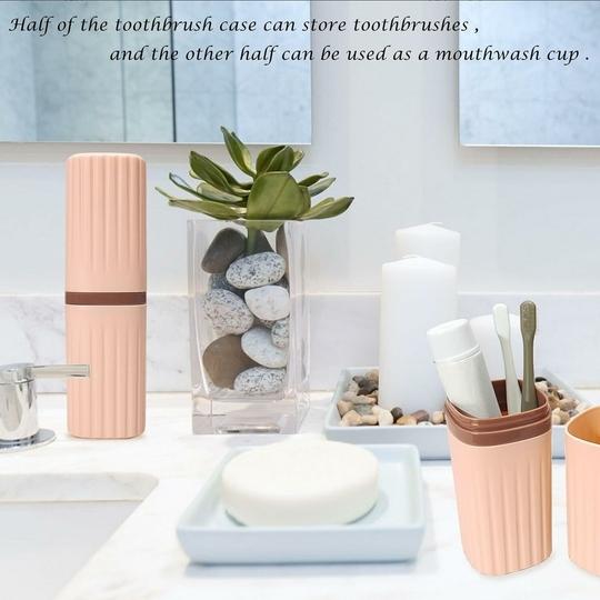 GaxQuly Tooth Brush Holder for Bathroom Toothbrush Cover Case Box Toothbrush Holder for Travel Essentials Travelling Accessories Travel Toothbrush Holder  (Pink)