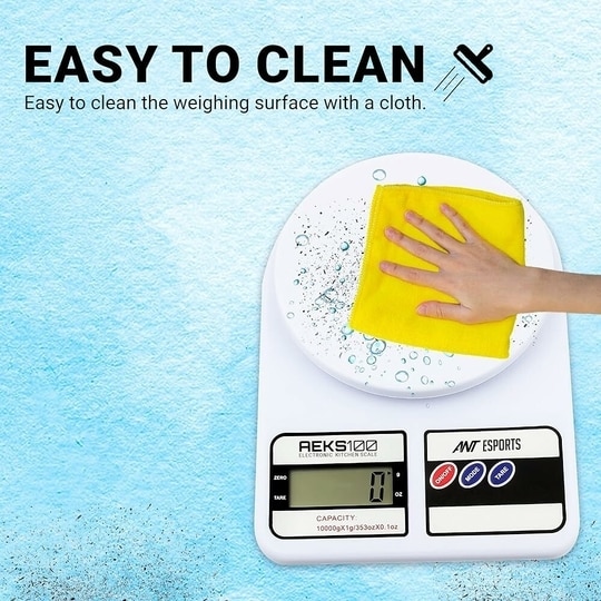 Ant Esports AEKS100 Kitchen Weighing Machine/Food Scale for Health, Fitness, Shop,Home Baking & Cooking with Large LCD Display,Tare Function, OverLoad Indicator, Weigh Up to 10Kgs, 30 Months Warranty