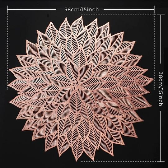 Dakshya Industries PVC Round  Design Placemats Cutwork Design for Dining Table Mats Copper Pack of 6