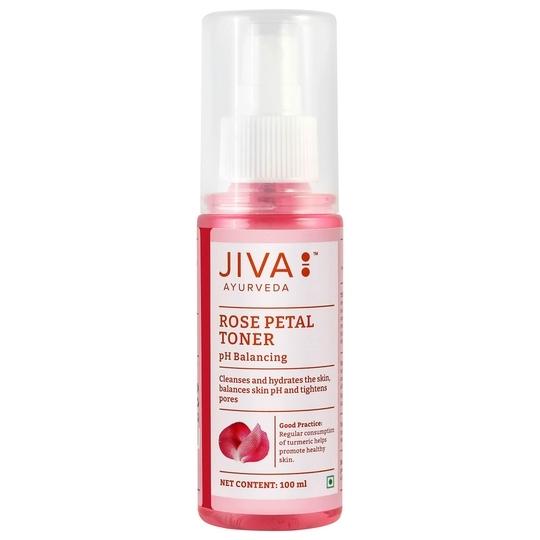 JIVA AYURVEDA Rose Petal Natural Water - Natural Toner for All Skin Types - Balances pH & Hydrates Skin - 100 ml Each- Pack of 3 Men & Women (300 ml)