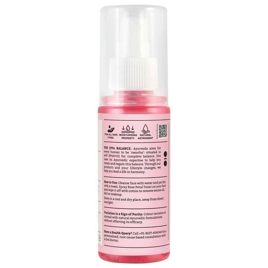 JIVA AYURVEDA Rose Petal Natural Water - Natural Toner for All Skin Types - Balances pH & Hydrates Skin - 100 ml Each- Pack of 3 Men & Women (300 ml)