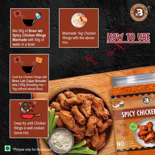 Brewlab Spicy Chicken Wings Marinade | Lip Smacking Taste Rich & Aromatic Flavor | (250 g)