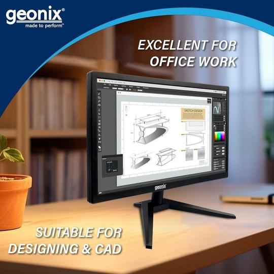 GEONIX PC Monitor (47 cm/18.5 Inch) | Resolution 1366 x 768 | Display Output-VGA & HDMI | LED Display | Power Consumption 21W (Max) | 3 Years Warranty