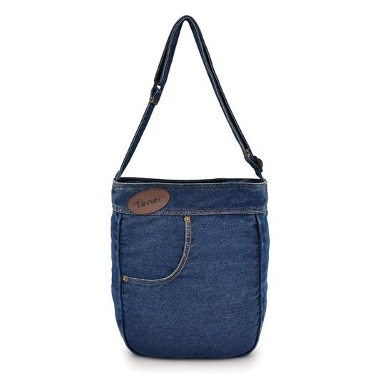 Tener 9 L Denim Sling Bag - Tunic Style , Front & Back Slip Pockets, Enzyme - Wash