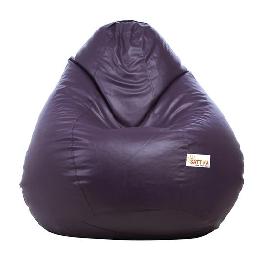 SATTVA Classy.Elegant.Stylish XXL Purple Leatherette Bean Bag Cover 24 inch x 24 inch x 42 inch