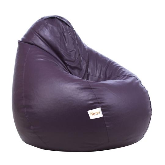 SATTVA Classy.Elegant.Stylish XXL Purple Leatherette Bean Bag Cover 24 inch x 24 inch x 42 inch