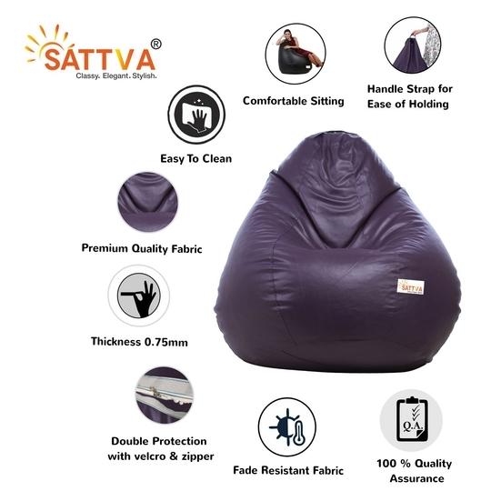 SATTVA Classy.Elegant.Stylish XXL Purple Leatherette Bean Bag Cover 24 inch x 24 inch x 42 inch