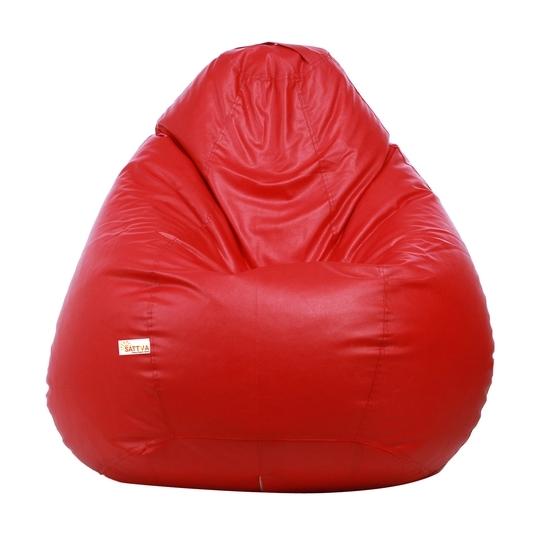 SATTVA Classy.Elegant.Stylish XXL Red Leatherette Bean Bag Cover 24 inch x 24 inch x 42 inch