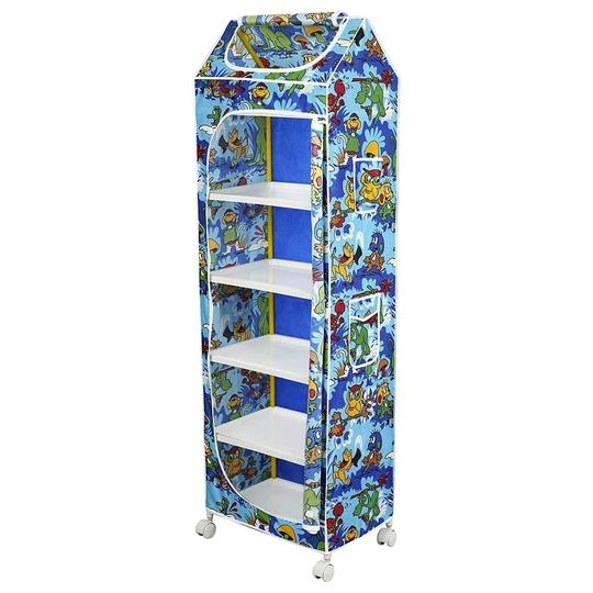 Little Ones Jungle Blue Plastic Shelves Foldable Baby Storage Box With 6 Shelves
