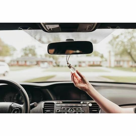 SURAAVI Pack of 5 Pack of 5 Premium Car Air Freshener Hanging Pod Lemon Drift Car Fragnance Oil Diffuser in Cute Glass Bottle with Wooden Cap With 30 Days Long Lasting Fragrance 8 Ml 027 oz