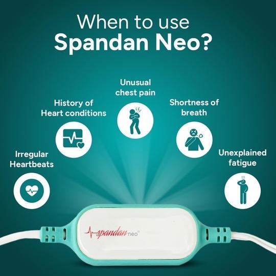 spandan Neo (Pack of 2) | ECG Device | Heart Rate Monitor | Detects AFib & Irregular Arrhythmias | Portable Mini ECG Machine for Home Use | Reports in 10 sec | 12 Lead ECG with 3 Leads