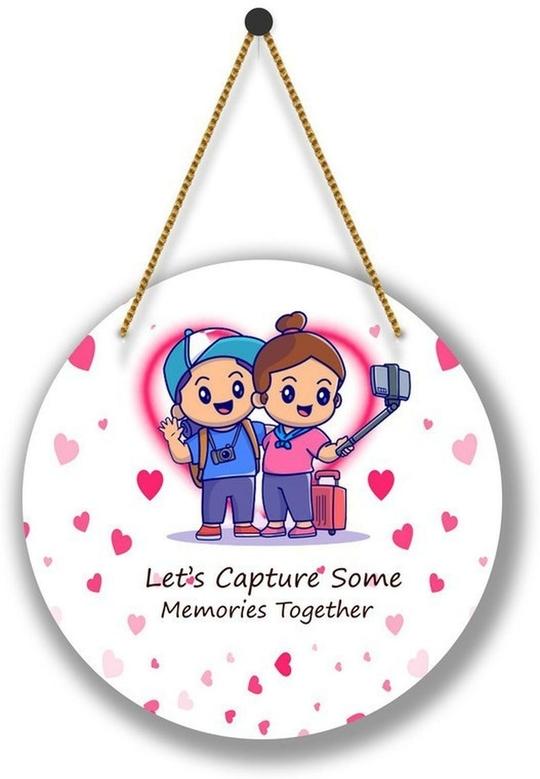SAF UV Lamined MDF Circle Shape|Love Theme | Valentine's Day Gift| Couple|WHARO-11 (Multicolor)