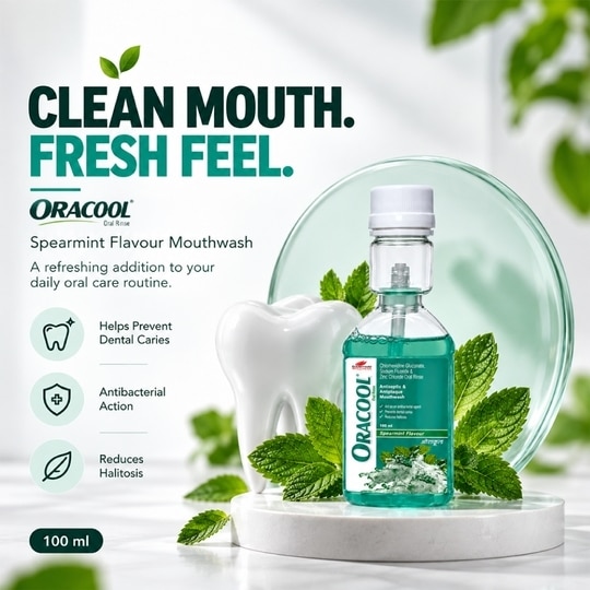 OraCool Mouthwash 100 ml | Oral Care Mouth Rinse for Fresh Breath & Daily Oral Hygiene(Pack of 2)