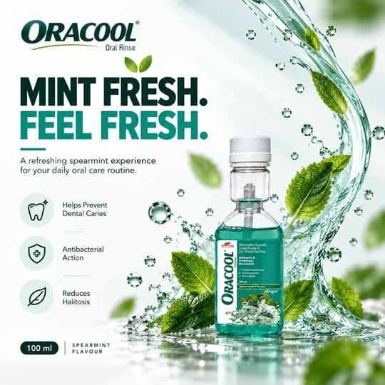 OraCool Mouthwash 100 ml | Oral Care Mouth Rinse for Fresh Breath & Daily Oral Hygiene(Pack of 2)