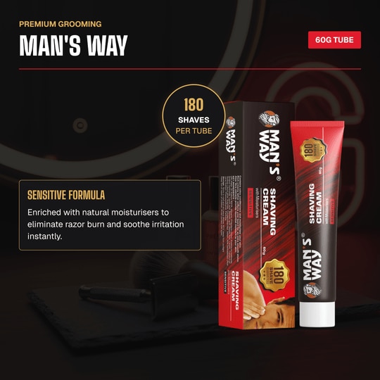 MAN'SWAY Shaving Cream for Men | Rich Lather & Moisturising | Sensitive Skin | 60g (Pack of 2)