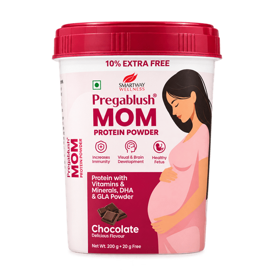 Pregablush Mom Protein Powder Chocolate Flavour 200 g | Immunity Support, Fetal Brain & Visual Development, DHA, GLA & Essential Minerals