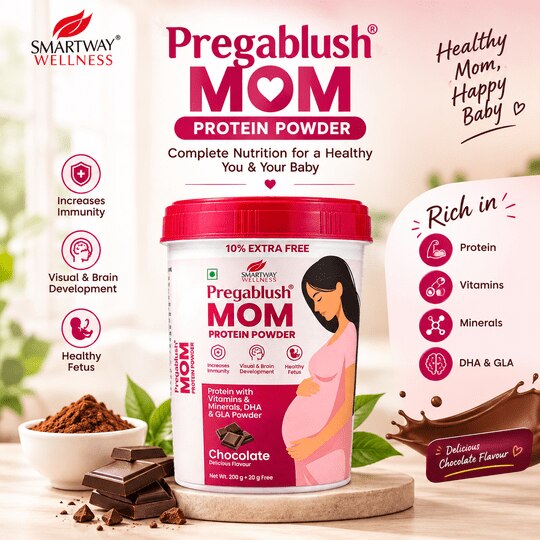 Pregablush Mom Protein Powder Chocolate Flavour 200 g | Immunity Support, Fetal Brain & Visual Development, DHA, GLA & Essential Minerals