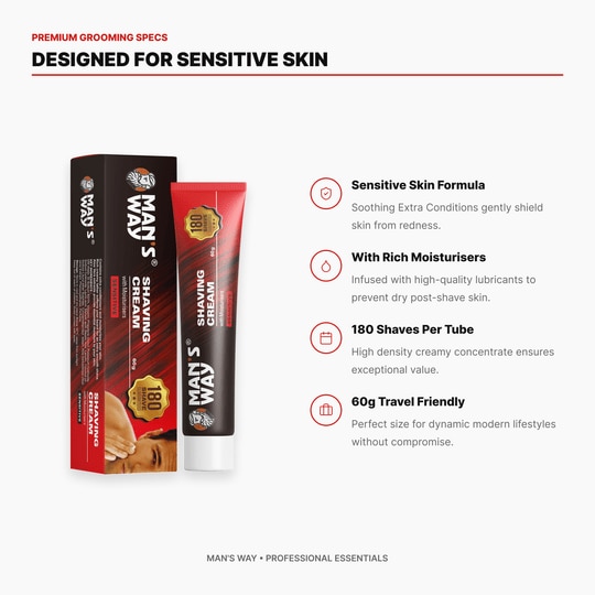 MAN'SWAY Shaving Cream for Men | Rich Lather & Moisturising | Sensitive Skin | 60g (Pack of 2)
