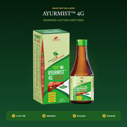 Ayurmist 4G Liver Tonic Natural Herbs 300 ml | With Kutki, Makoy, Triphala & Gokhru
