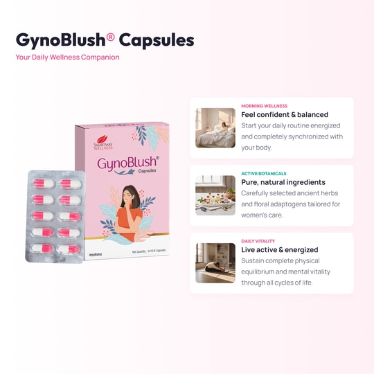 GynoBlush Herbal Women's Wellness Capsules with Gorakhmundi, Kalonji & Shuddha Guggul | Pack of 10 Capsules