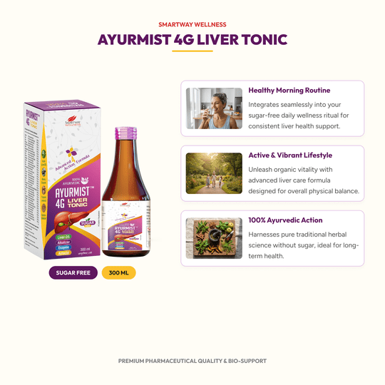 Ayurmist 4G Liver Tonic Sugar Free 300 ml | With Kutki, Makoy, Triphala & Gokhru | Herbal Wellness Formula