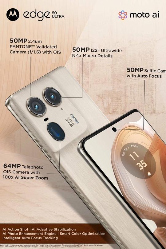 MOTOROLA Edge 50 Ultra 5G, 12GB Ram, 512GB Storage, Nordic Wood, Smartphone