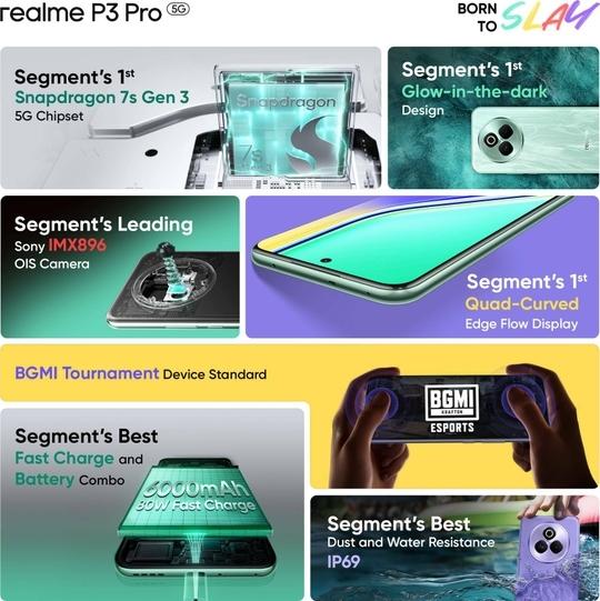 realme P3 Pro 5G, 8GB Ram, 128GB Storage, Nebula Glow, Smartphone