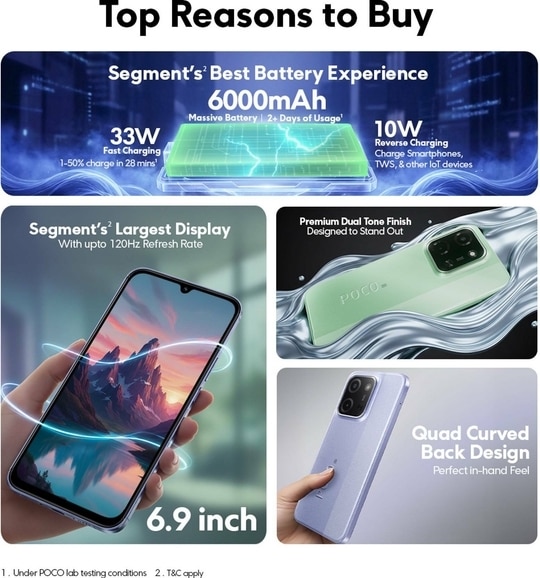 POCO C85 5G, 4GB Ram, 128GB Storage, Power Black, Smartphone