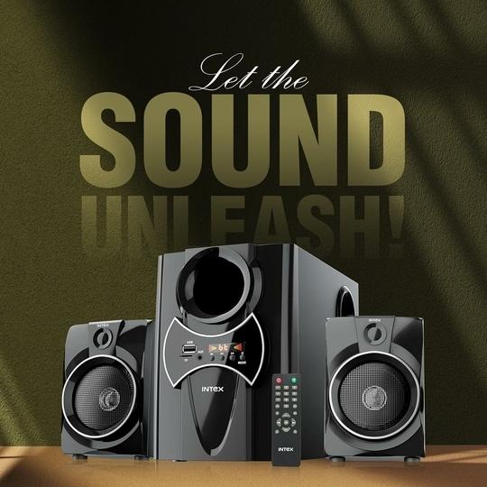Intex Speaker 2.1 Bluetooth Home Theater System with Powerful Bass, 55W Multimedia Speaker with FM, USB, AUX and Remote Control, Ideal for TV, PC and Mobile (2100 PRO FMUB)