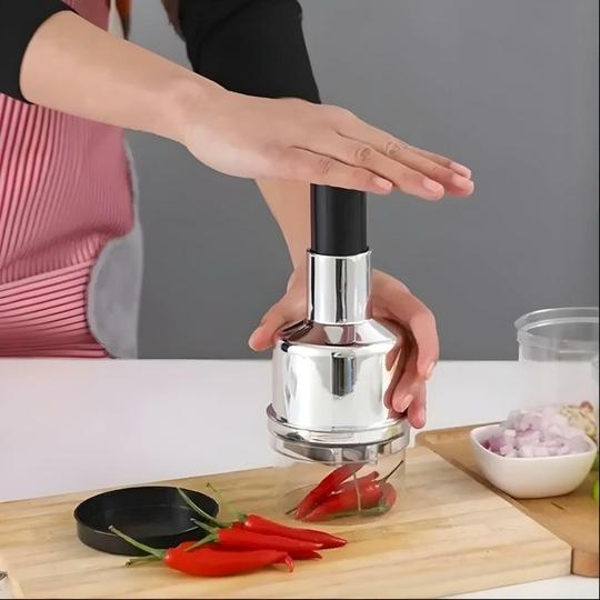 Pri s Onion Garlic Hand Press Chopper - Manual Vegetable Dicer, Garlic Crusher & Mincer, Handheld Twister Cutter for Onions, Garlic, and Vegetables - Food Chopper Kitchen Tool