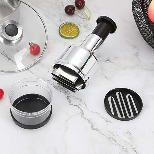 Pri s Onion Garlic Hand Press Chopper - Manual Vegetable Dicer, Garlic Crusher & Mincer, Handheld Twister Cutter for Onions, Garlic, and Vegetables - Food Chopper Kitchen Tool