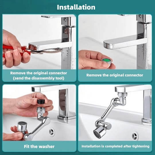 COSSIMO Faucet Aerator 1080 Rotating Faucet Extender Universal Splash Filter Big Angle Swivel Kitchen Tap Extend Bathroom Bubbler Wash Sink Gargle Face Eye Hair