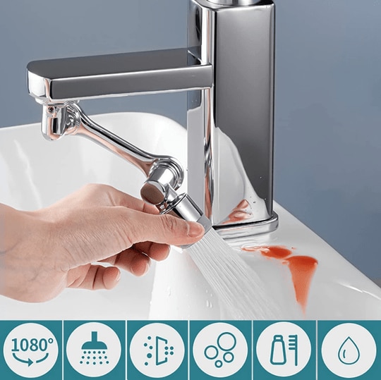COSSIMO Faucet Aerator 1080 Rotating Faucet Extender Universal Splash Filter Big Angle Swivel Kitchen Tap Extend Bathroom Bubbler Wash Sink Gargle Face Eye Hair