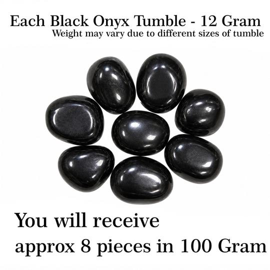 TREEMAISON Black Onyx Tumble Stone | 100 gm Natural Crystal Pebble Tumbled Gemstone | Reiki Healing Stone | Vastu Correction Gravel | Aquarium Pebbles | Home Decor | Garden Table Decor | Pack of 1