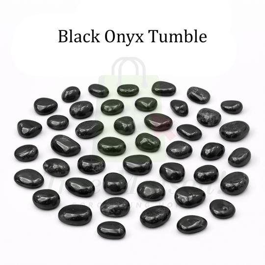 TREEMAISON Black Onyx Tumble Stone | 100 gm Natural Crystal Pebble Tumbled Gemstone | Reiki Healing Stone | Vastu Correction Gravel | Aquarium Pebbles | Home Decor | Garden Table Decor | Pack of 1