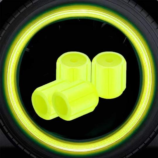 AFFITUDE AUTO | Yellow | Luminous Wheels Cap Tire Valve Stem, Glow Luminous at Night, Air Caps Cover Fluorescent, Illuminated Auto Car Wheel Valve Stem Caps Cover Set Of 8 Compatible with Skoda Kamiq