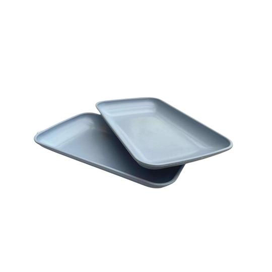 Irida Naturals Rectangle Serving Plate Set of 2, Unbreakable Wheat Straw Microwavable Plates Eco-Friendly and Multipurpose Food Plate Capacity 350ml for Dinner, Snacks, and Dessert - Sky Blue