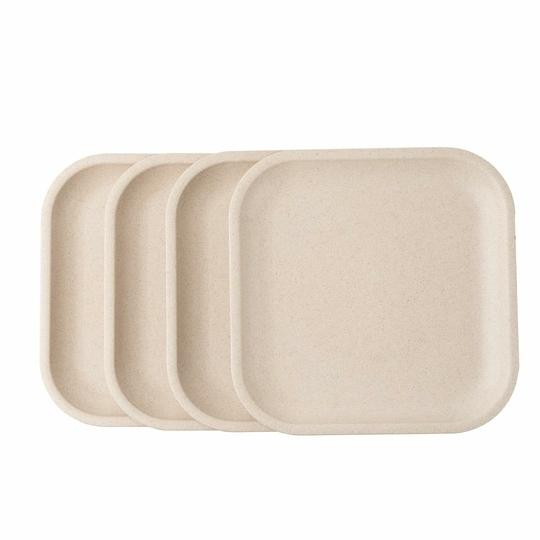 Irida Naturals Rice Husk Small Plates Set of 4, Eco-Friendly, Microwave Plate 8 Inches, Sustainable Kitchen Plates, Lightweight, Durable & Non Breakable Plates for Snacks (Soft Beige)