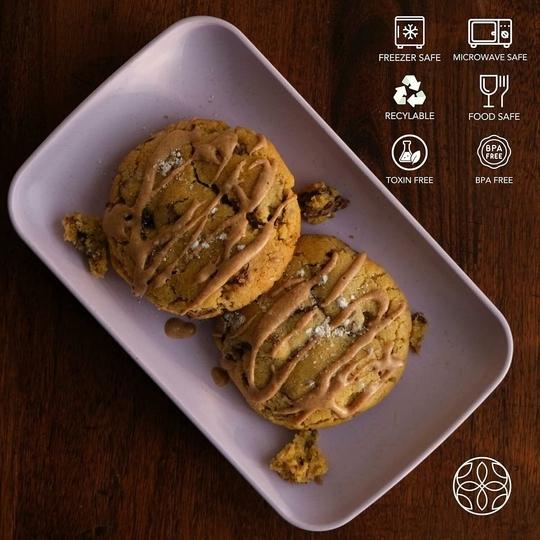 Irida Naturals Rectangle Serving Plate Set of 2, Unbreakable Wheat Straw Microwavable Plates Eco-Friendly and Multipurpose Food Plate Capacity 350ml for Dinner, Snacks, and Dessert - Sky Blue