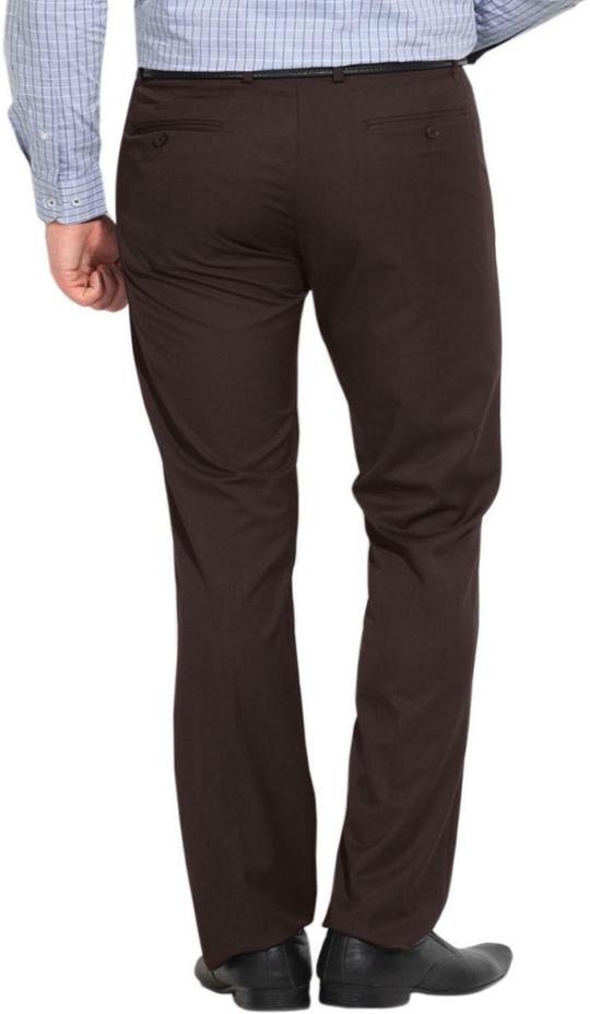 AD & AV Men Brown Solid Synthetic Pack Of 2 Formal Trousers
