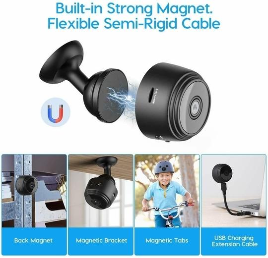 ROCKTECH Small Camera Wireless CCTV with Audio and Video,WiFi Mobile Connectivity, Night Vision, Motion Detection