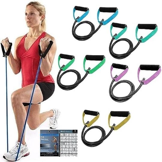ShopiMoz Single String Toning Resistance Tube Exerciser for Workout Strength Training Physical Therapy with Adjustable Grip for Men and Women