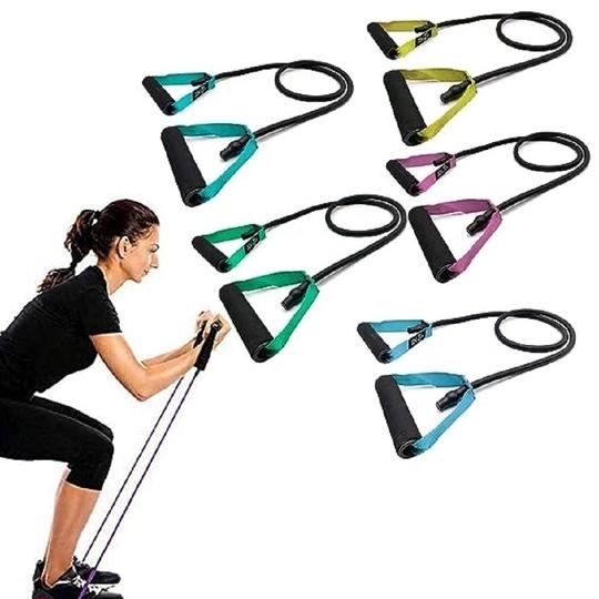 ShopiMoz Single String Toning Resistance Tube Exerciser for Workout Strength Training Physical Therapy with Adjustable Grip for Men and Women