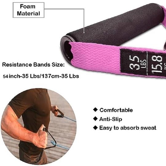 ShopiMoz Single String Toning Resistance Tube Exerciser for Workout Strength Training Physical Therapy with Adjustable Grip for Men and Women