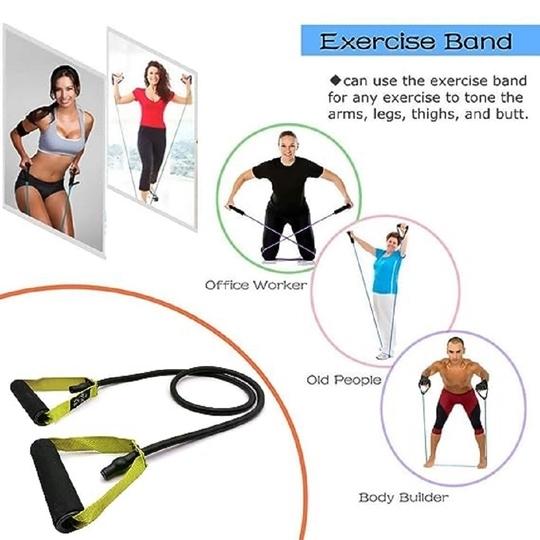 ShopiMoz Single String Toning Resistance Tube Exerciser for Workout Strength Training Physical Therapy with Adjustable Grip for Men and Women