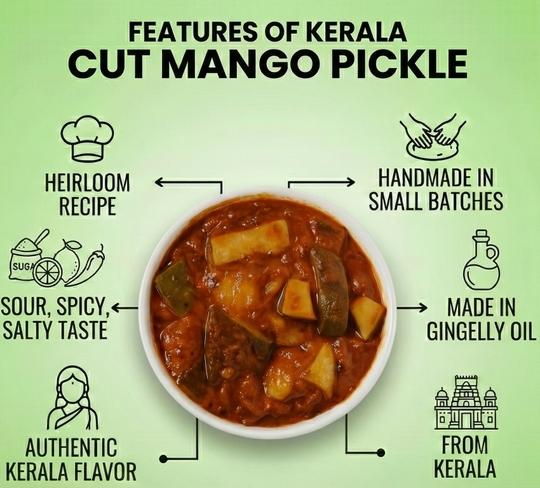 TRSNA Cut Mango Pickle (Maanga Achaar) | Authentic Kerala Style Aam Ka Achar | Spicy & Tangy Raw Mango Pickle | No Onion No Garlic | Vegan | 125 g (Pack of 3)