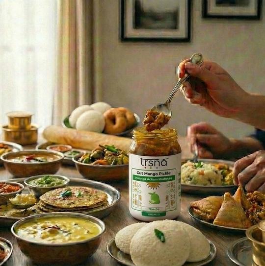 TRSNA Cut Mango Pickle (Maanga Achaar) | Authentic Kerala Style Aam Ka Achar | Spicy & Tangy Raw Mango Pickle | No Onion No Garlic | Vegan | 125 g (Pack of 3)