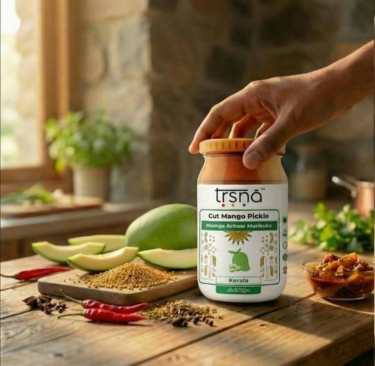 TRSNA Cut Mango Pickle (Maanga Achaar) | Authentic Kerala Style Aam Ka Achar | Spicy & Tangy Raw Mango Pickle | No Onion No Garlic | Vegan | 125 g (Pack of 3)