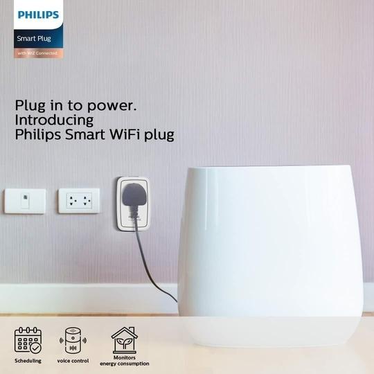 PHILIPS 6-16A Smart WiFi Plug | Wiz Connected Voice Controlled , Amazon Alexa & Google Assistant Compatible Smart Plug with Energy Consumption Monitoring